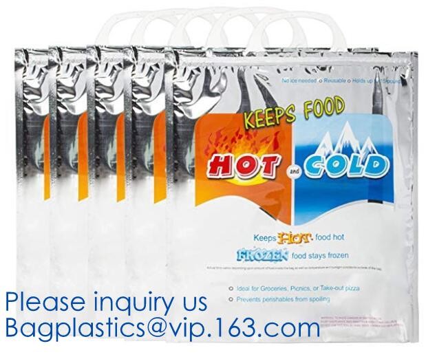 Aluminum Foil Insulated Cooler Bags Waterproof Folding Thermal Lunch Bag,Zip-Lock Grocery Handle Thermal Insulation Cool