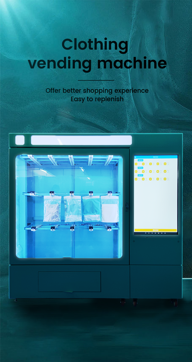 Shopping Mall Custom T-shirts Clothing Vending Machine with Hanging Slots 43'' Large Touch Screen