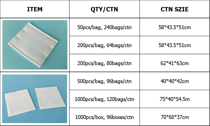 China Supplier Manufacture Nature Feel Pure Make up Square Cotton Pads