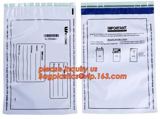 Security plastic bag with adhesive tape for cash, plastic money bag, Security Money Cash Bag For Airport/Bank and police
