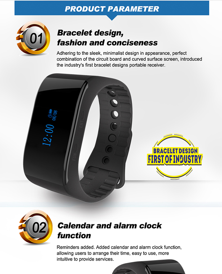 manufacturer wireless 100% waterproof chargeable wrist watch pager of service calling system