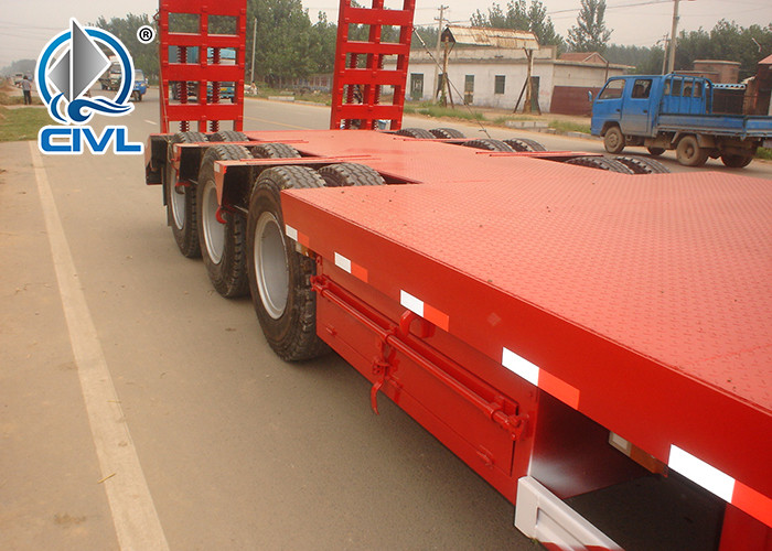 Flatbed Manual Semi Trailer Trucks 4 Axles With Four Double Air Chamber