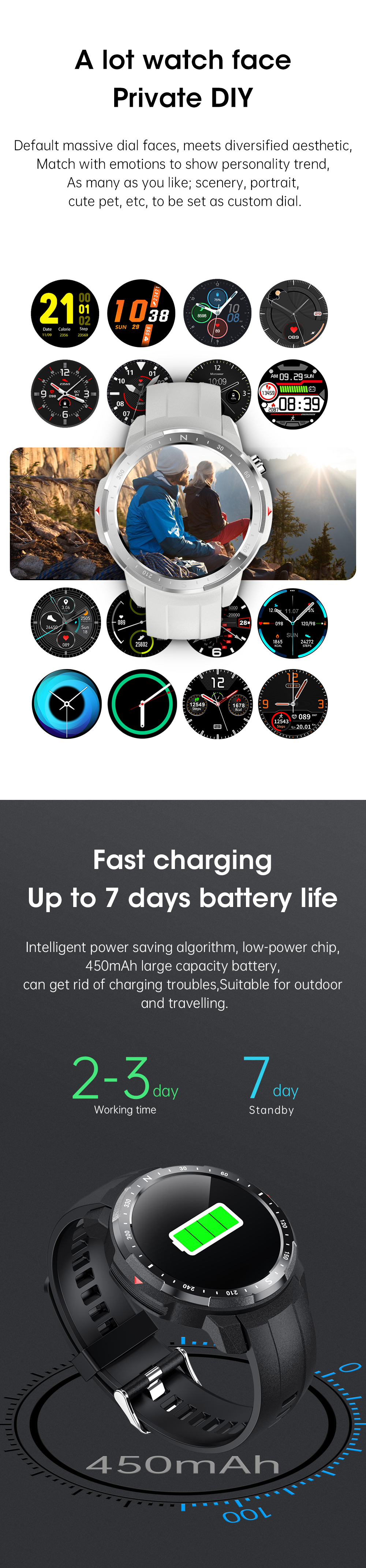 L30 Smart Watch Waterproof IP68 BT3.0 Call 450mAh Long Working Time