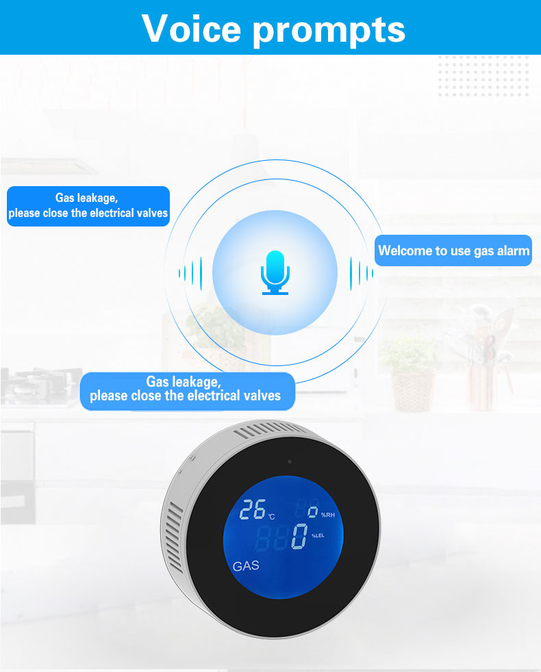 Home Alarm System Wi-Fi Tuya Led Digital Alarm Leak Detector Gas Sensor Gas Leak Detector