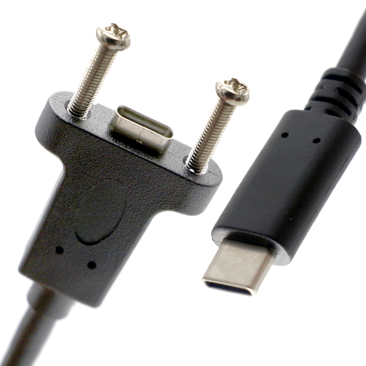 Screw Locking Micro Type C RJ45 Ethernet Male Female USB Panel Mount Cable
