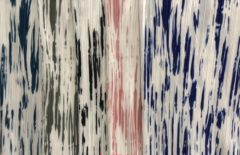 Fashion Trends Floral Stripes Dyed  Print 100% Moss Poly Woven Crepe Fabric Polyester Crinkle Tie-Dye Printed Fabric