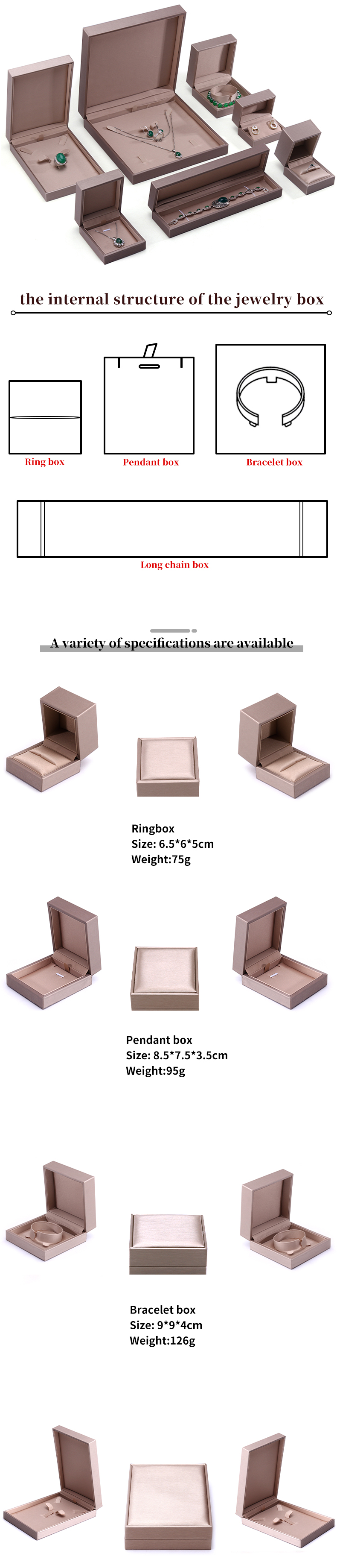 Off White Elegant Soft Faux Leather Jewelry Storage Box Package Custom Color