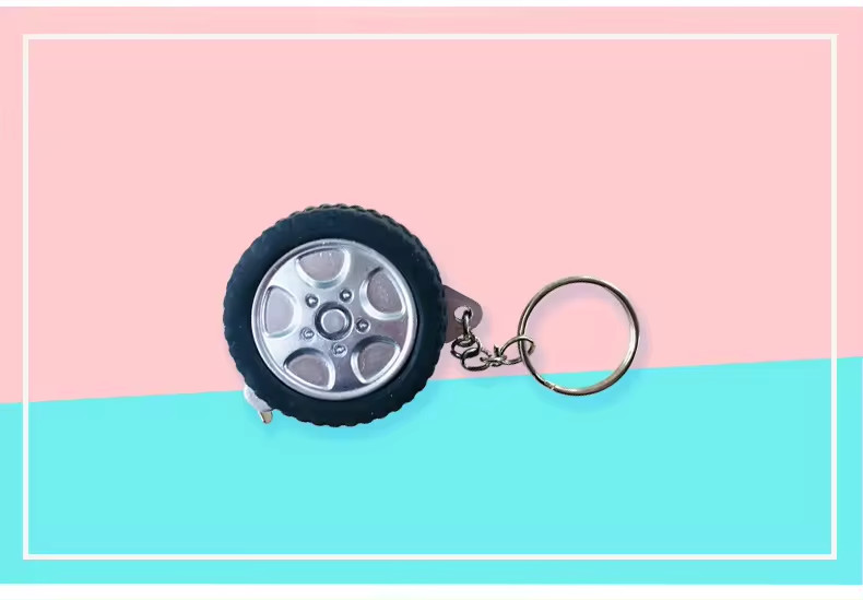 Wintape Custom 1m Tyre Shaped Keychain Metal Tape Measures Mini Portable Body Soft Measuring Tape