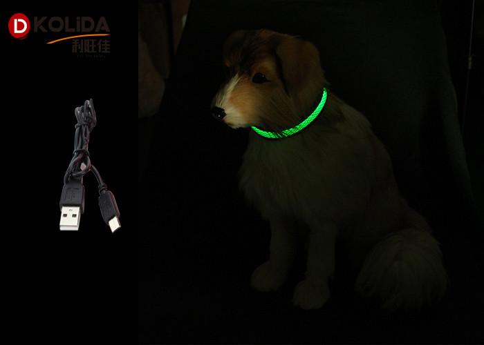 Strong Durable Nylon Micro USB Rechargeable LED Dog Collar With 140mAh Battery