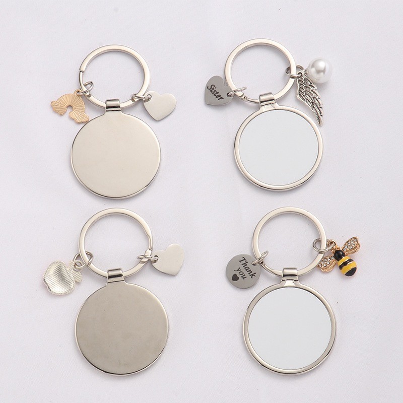 Round Sublimation Metal Keychain Pendant For Sublimation Photo Transfer Printing