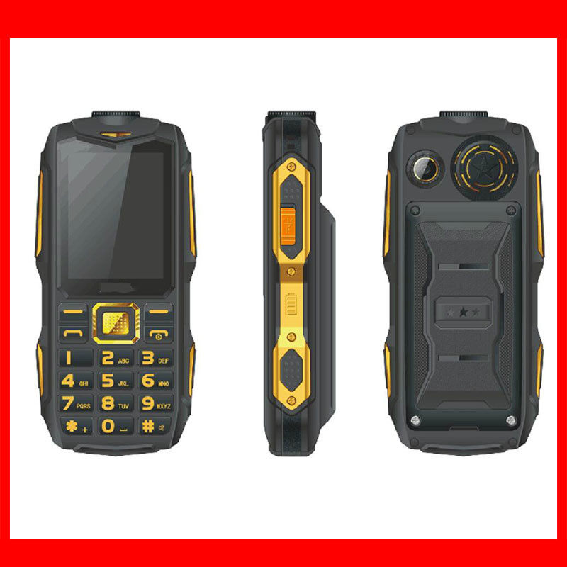 New Wholesale OEM 2.4" Screen Rugged Waterproof Feature Mobile Phones With Big Battery Power Bank Loud