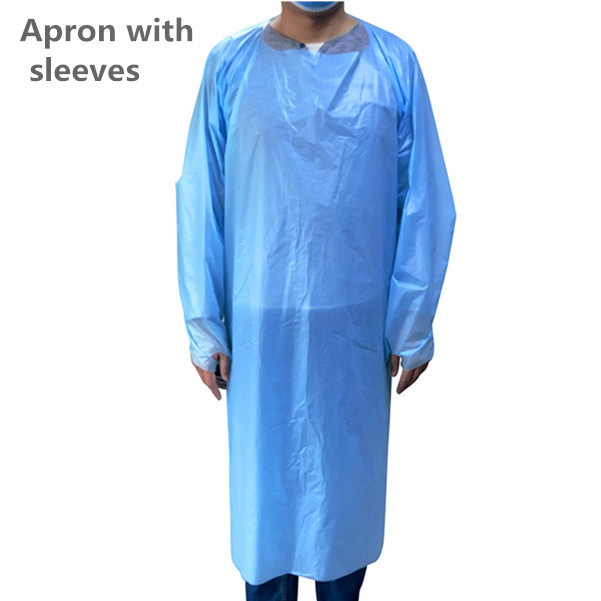 Disposable Hospital Cpe Blue Isolation Gown With Long Sleeves For Civil Usage
