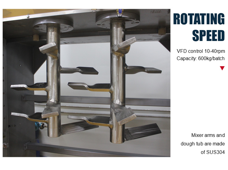 High Production 10-40Rpm 600Kg Per Batch Professional Electric Dough Mixing Machine Vertical Industrial Bread Dough Mixer