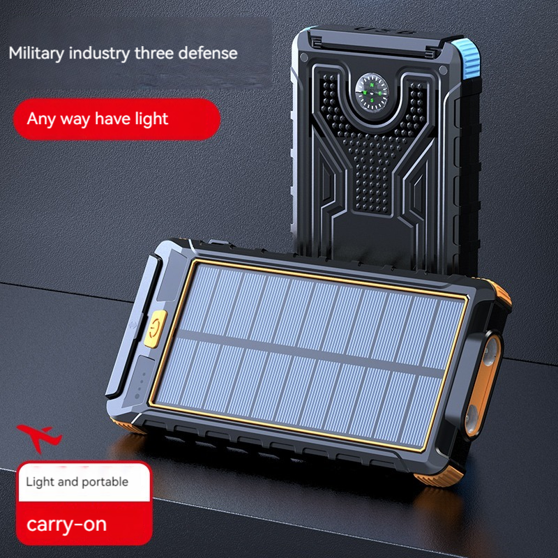 Mobile Phones Devices 10000mAh Solar Power Bank With Compass And 2.1A Output