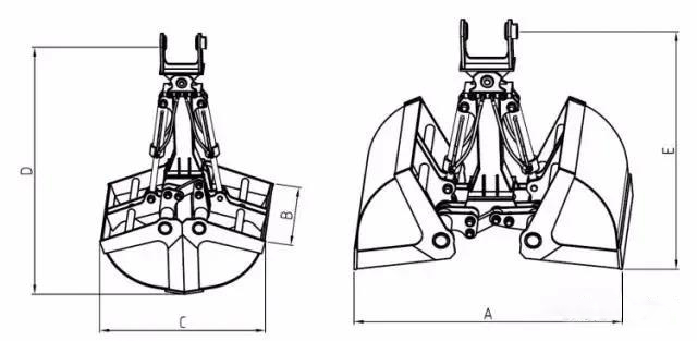 PC322 Excavator Clamshell Bucket Clamp Hydraulic Grab Claw