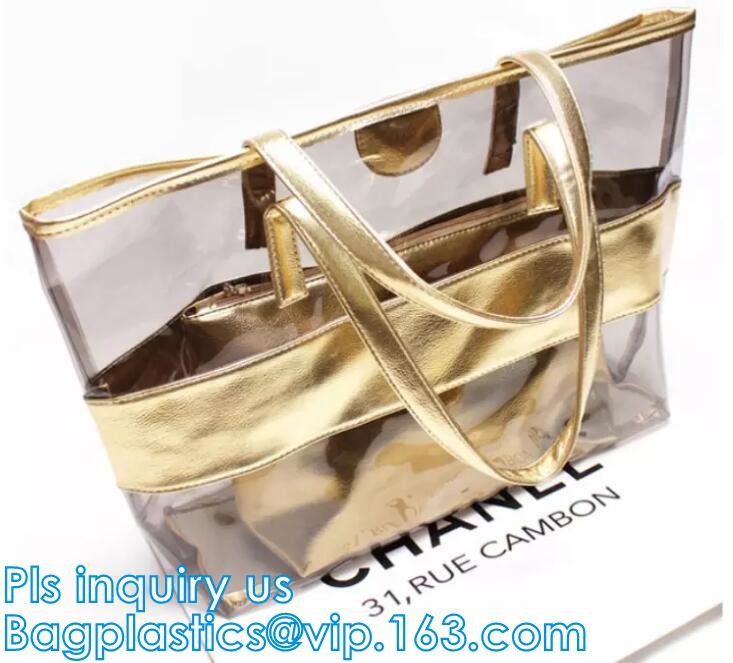 Shinning PVC Metal Chain Girls Fashion Mini Handbags, Fashionable Women PVC tote bags jelly candy handbag, tote shopper