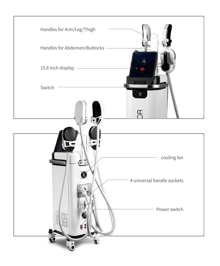 4 Handles RF EMS Body Sculpting Machine Muscle Building 3000W High Power