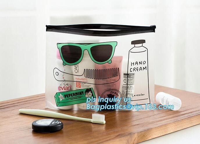 Clear Cosmetic Bags Vinyl Cosmetic Clothes Packaging Suited Frosted PVC / EVA