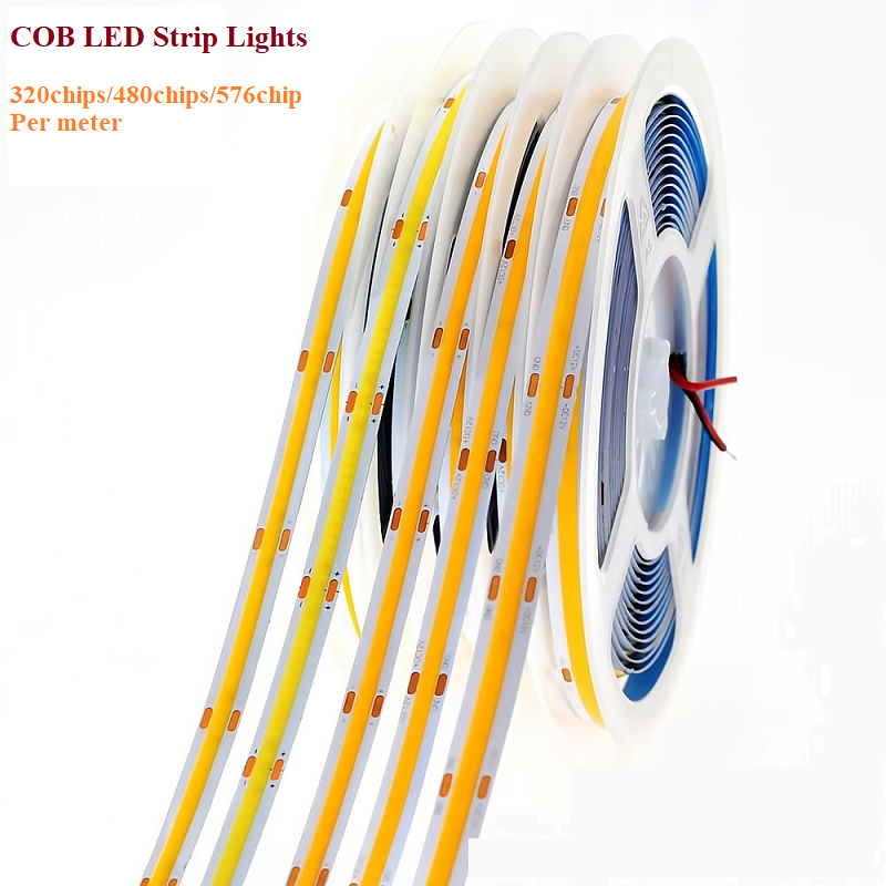 IP20 12V 24V Flexible COB Led Strip Light 8mm 320Leds Orange Waterproof Strip Light 3