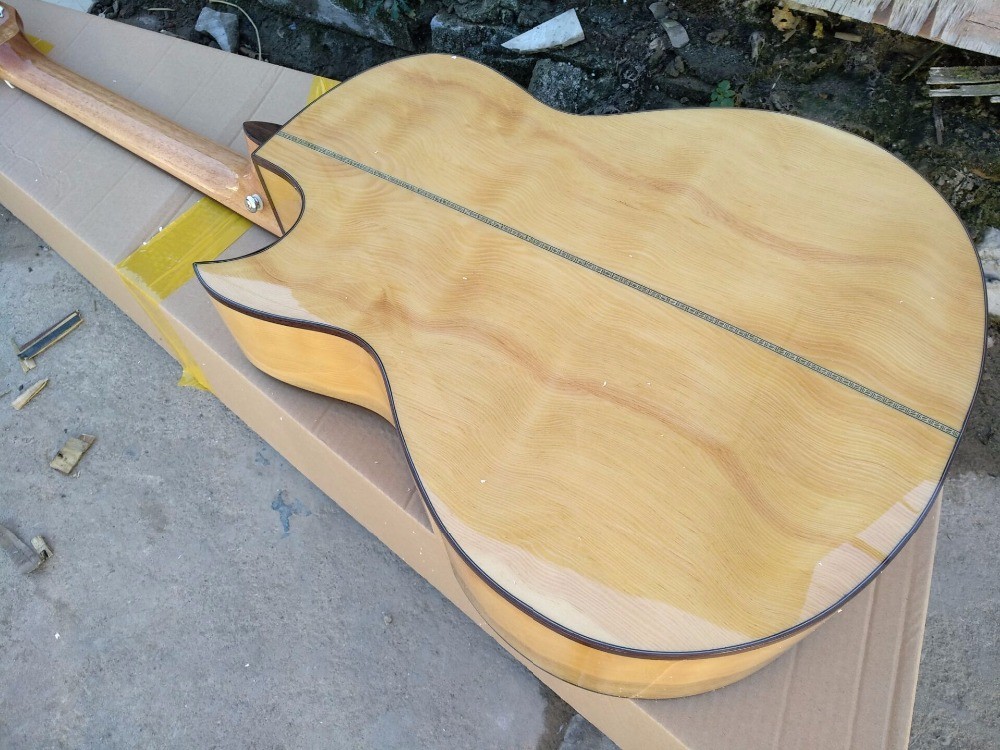 AAAA handmade all Solid single cut guitara 14 frets imported wood armrest GA acoustic electric guitar