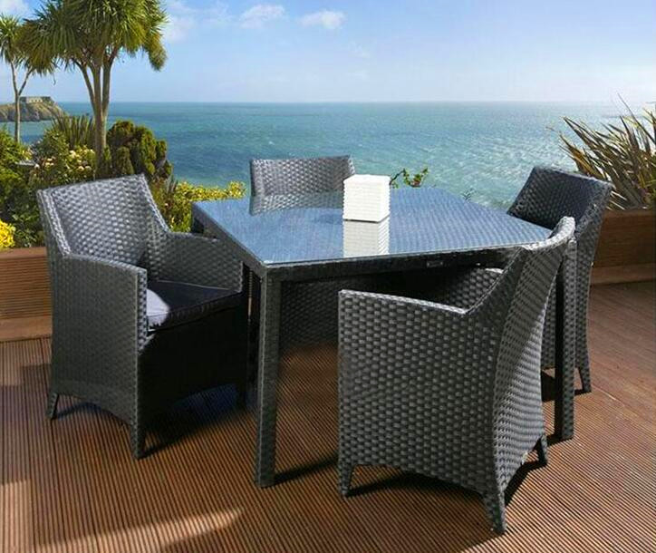 Modern luxury PE rattan dinning table chair waterproof outside patio dinning table chair furniture