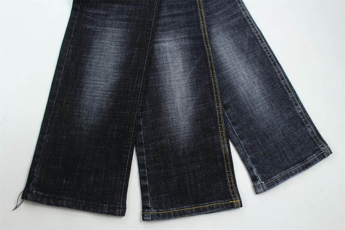 Dark Blue Grey Crosshatch Slub Cotton Spandex Denim Fabric For Jeans