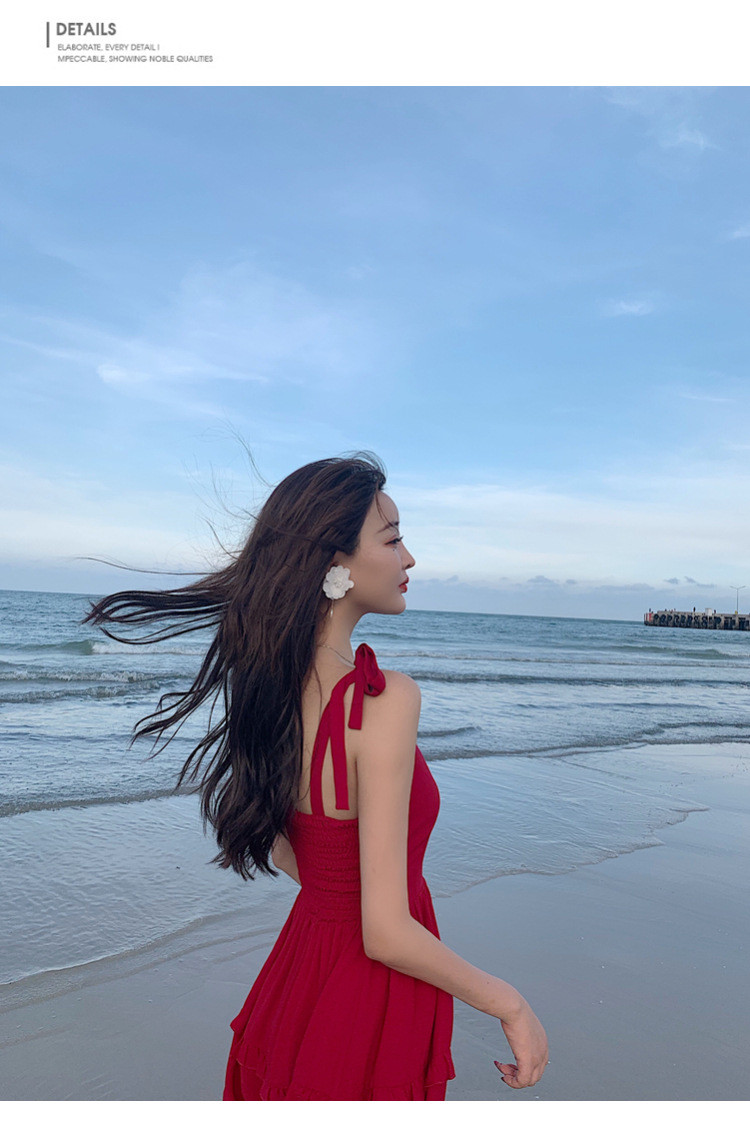 Super Fairy Red 105cm Ladies Summer Beach Dresses