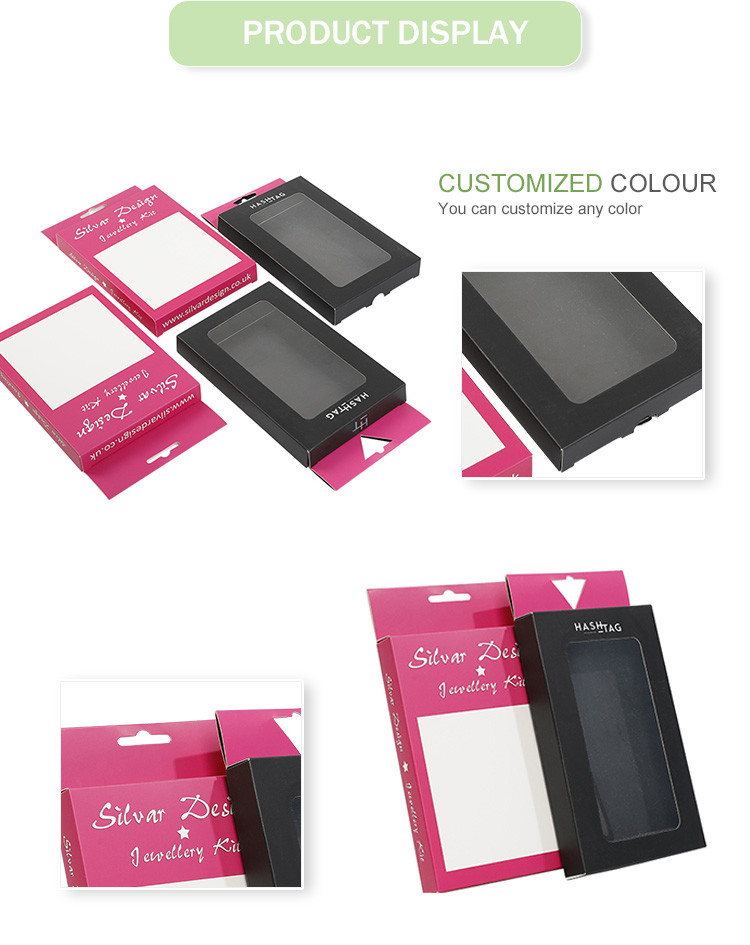 Retail Custom Paper Window Packaging Box Printed Red Black Color With Hagners