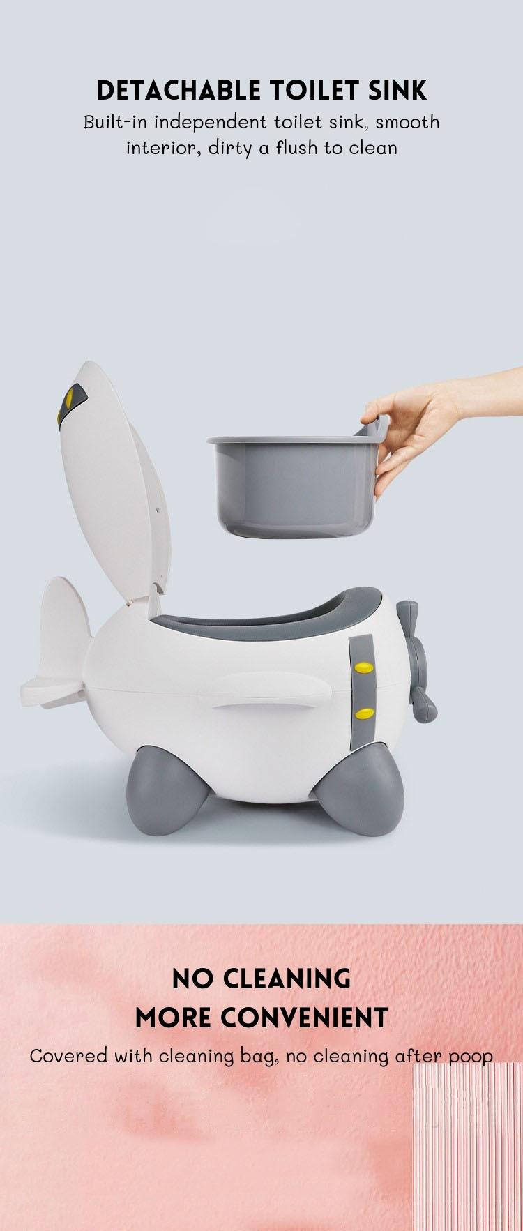 Cartoon Airplane Shape Baby Potty Training Toilet with Custom Logo for EN71 Testing