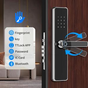 China TTLock Digital Biometric Front Door Lock Grip Open Anti Peep Code IC Card Key Unlock on sale