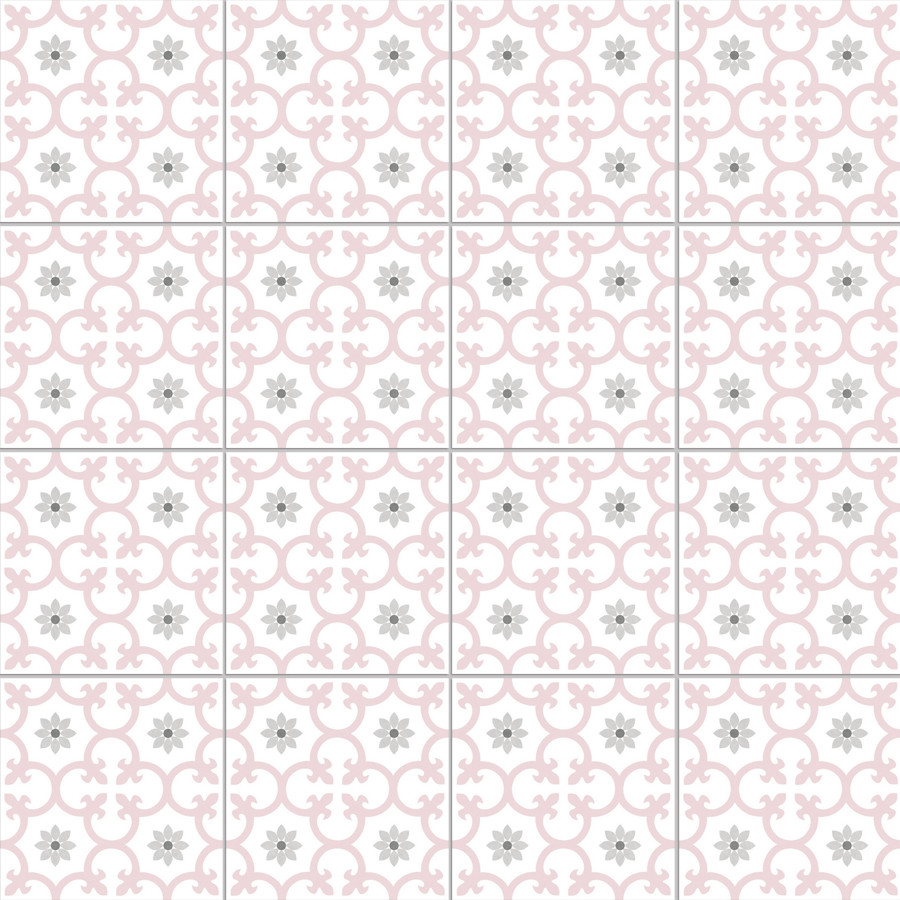 Durable 250x250mm Pink Flower Ceramic Rustic Tile And Non-Slip Wall Tiles For Kitchen And Bathroom