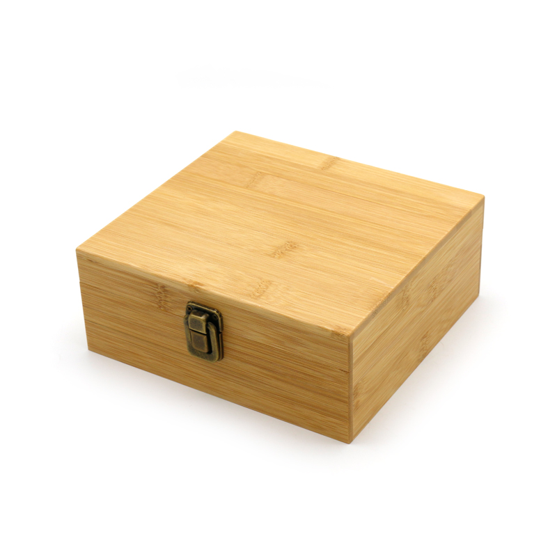 Eco-Friendly Laser Logo Wooden Bamboo Boxes Wood Storage Gift Box with Metal Hinge For Home Organizing