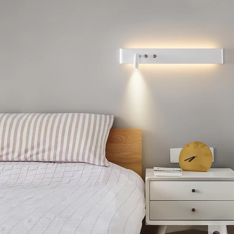 linetype bedside wall lamp linear bedroom background wall lamp Nordic apartment hotel room headboard reading light