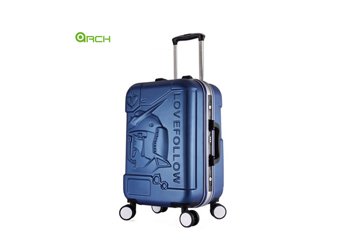 Embossed ABS PC Travel Luggage Bag With Aluminium Frame
