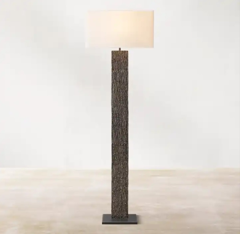 OEM Fabic Shade Dimmable Brass Standing Floor Lamp AC 85-265V
