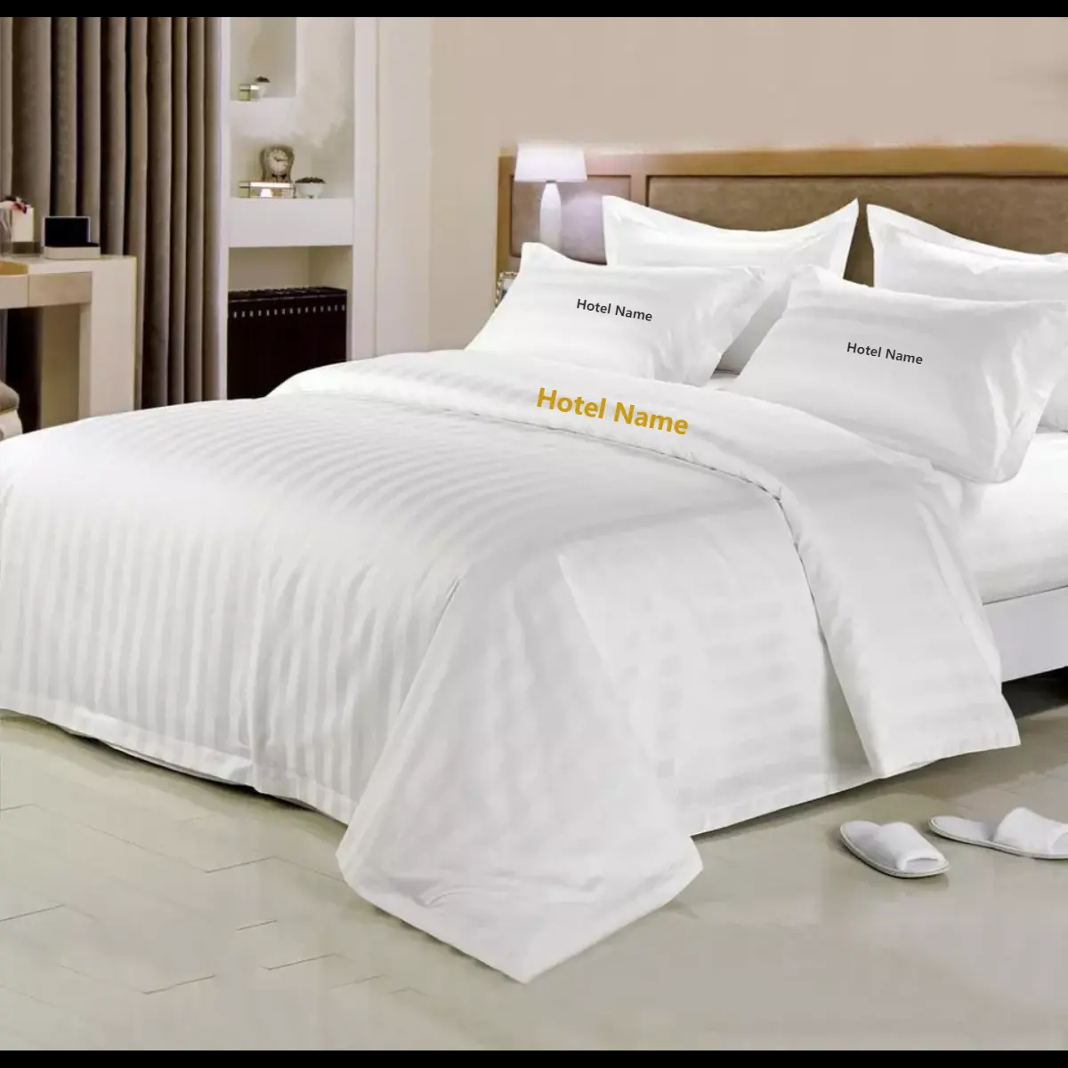 Custom Cotton Hotel Bedding Set with Percale European Style and Luxury Embroidery Logo
