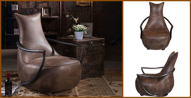 Metal Base Vintage Antique Accent Lounge Chair With Tube Frame