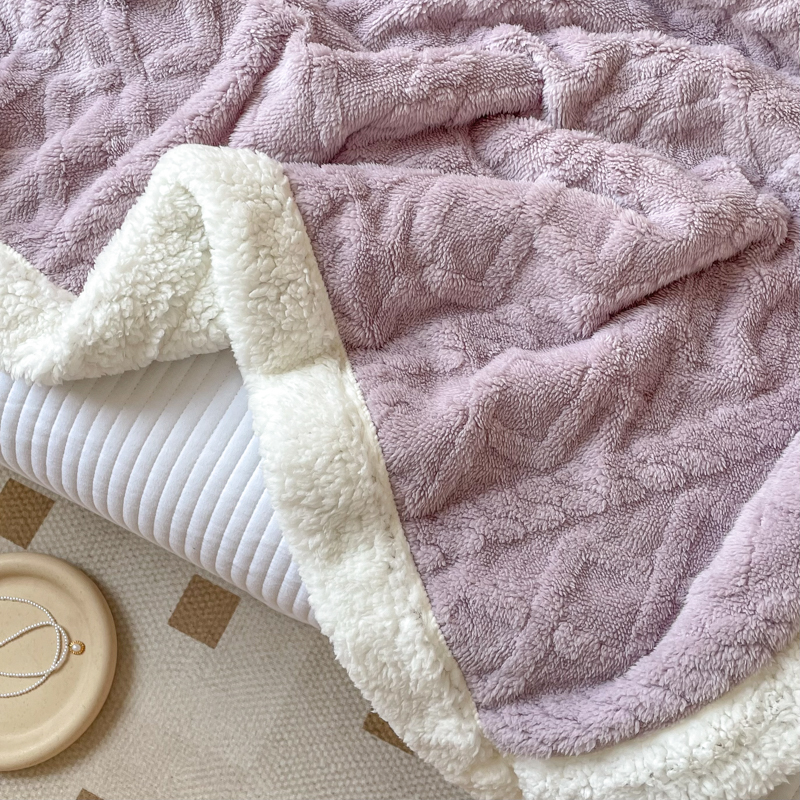 Jacquard Double Layer Flannel Throw Winter Fleece Sherpa Blanket 3ps Quantity Grade