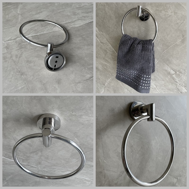 Heavy Duty Bathroom Towel Rings Simple Round Polished 304 Stainless Paper Towel Holder Wall Mount