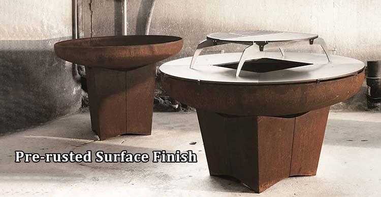 BBQ Fire Bowl Corten Steel Fire Pit With Grill Ring Outdoor Camping Corten Steel Brazier Simple BBQ Grill Fire Pit BBQ