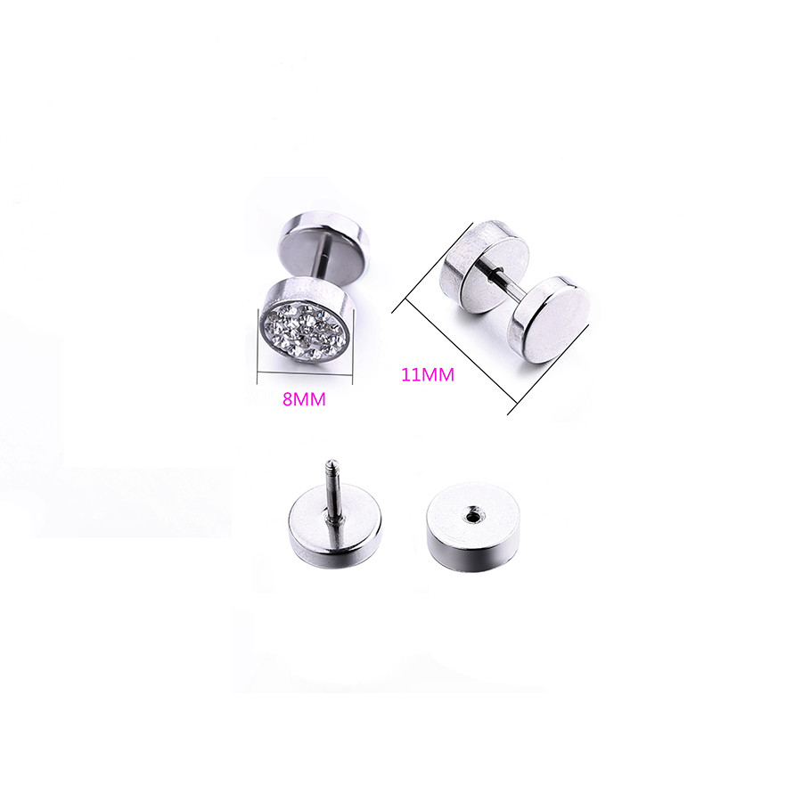 Poland Hot Sale Men's Crystals Pave Round Circle Studs Earrings