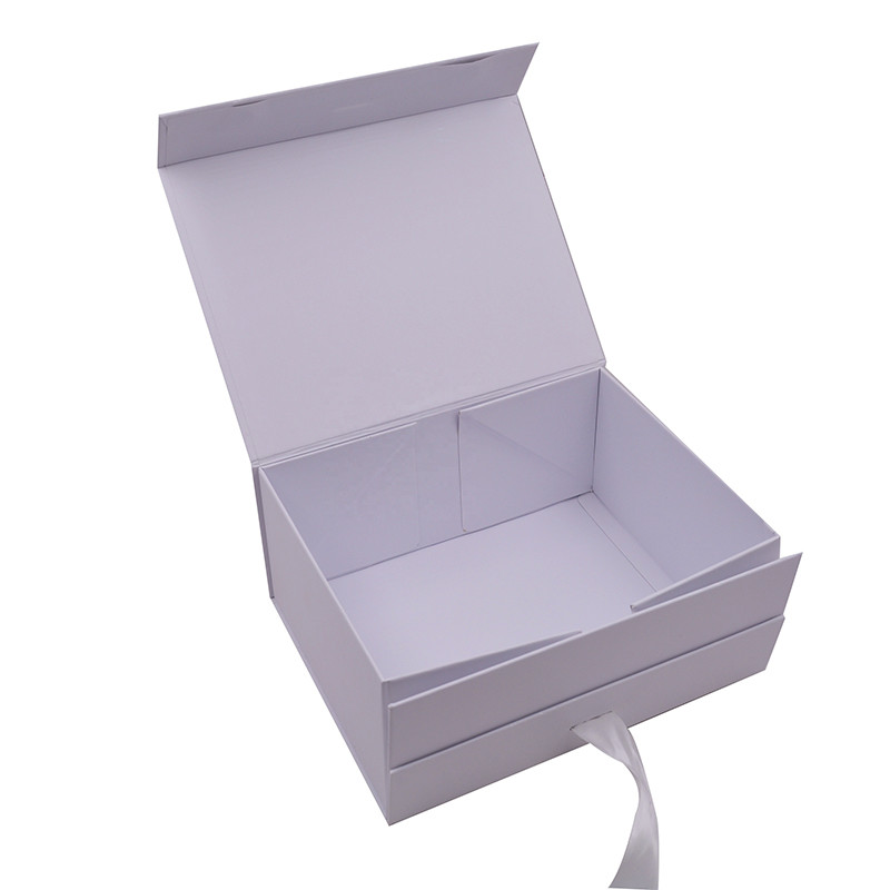 Cloth LV Customized Gift Foldable box Ribbon hardpaper cardboard gift boxes Flip Top String Ribbon Handle Flat Paper Box