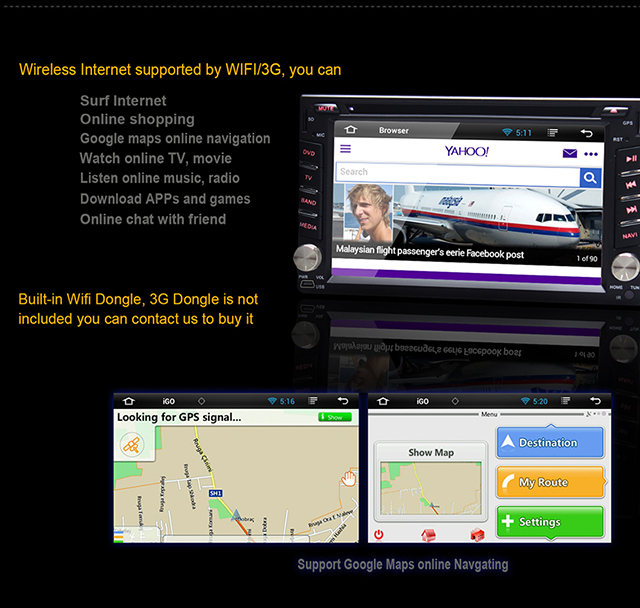 Ouchuangbo Auto Radio Player for Universal Car DVD Android 4.2 Sat Navigation Stereo System OCB-2812B