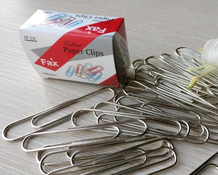Zinc Finish 78mm Jumbo Round Metal Paper Clips For Office Stationery