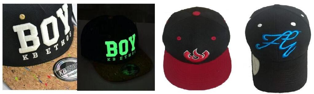 Custom 3D glow-in-the-dark embroidery snapback caps hat