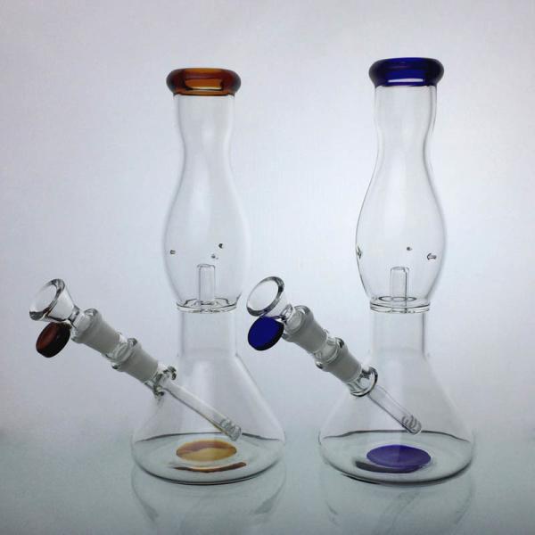 Quality Durable 10'' Glass Beaker Bongs Dab Rig Blue Water Pipes 14mm Joint Bowl for sale