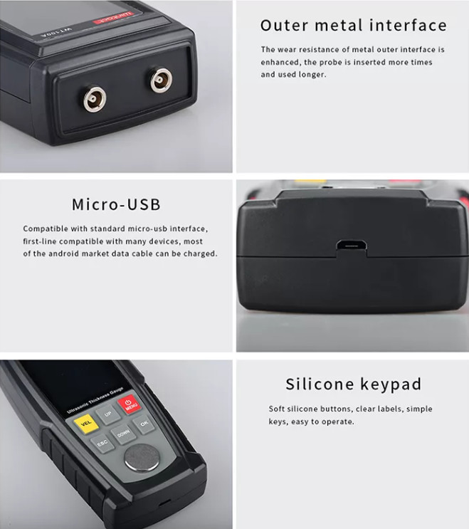 WT130A Digital Ultrasonic Thickness Gauge USB Charging Metal Thickness Tester