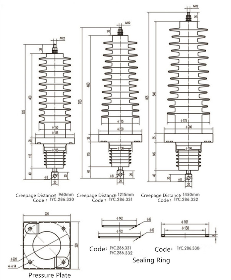 torsional resistant Epoxy Resin Bushing Dry Type Transformer Insulator 300A