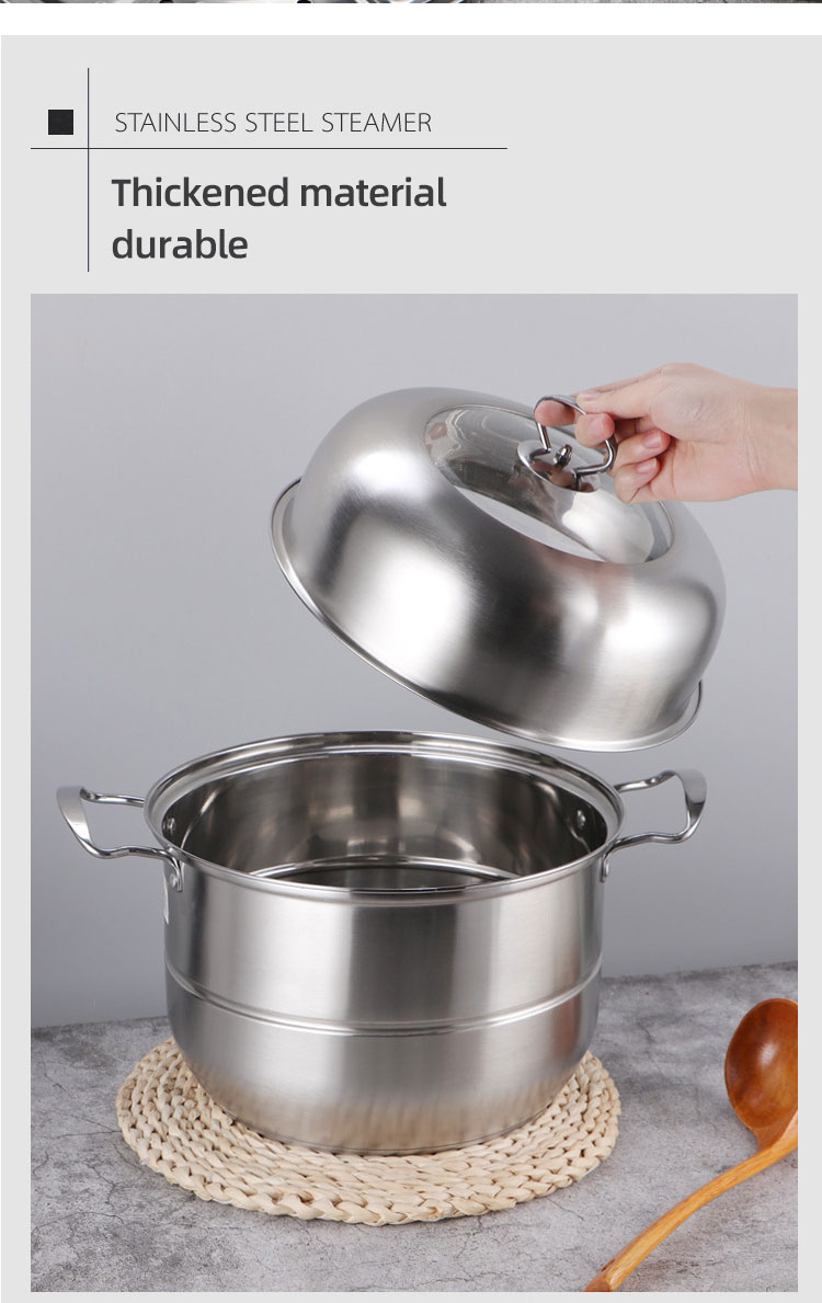 Good Quality Stainless Steel Mirror Polishing Cooking Steamer Induction Cookware Pot Steamer Pot With SS Handle