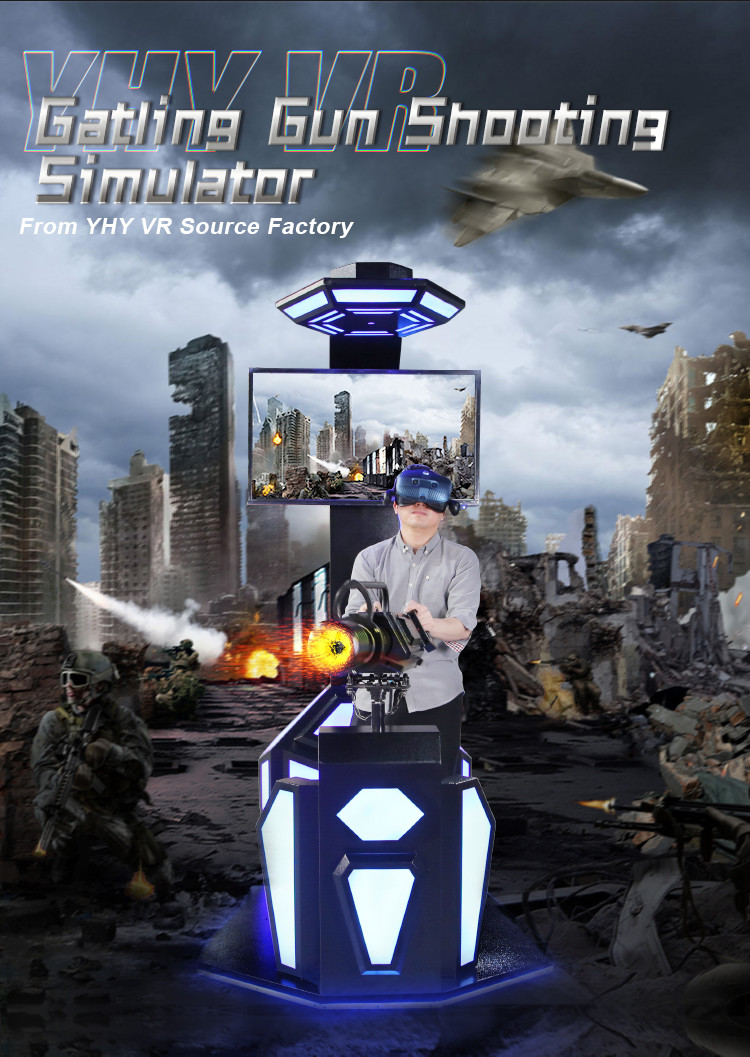 RoHs Dynamic Gatling Gun 9d Vr Shooting Simulator Games Virtual Reality Machine 1.0kw